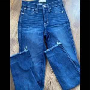 Madewell slim straight jeans with raw hem